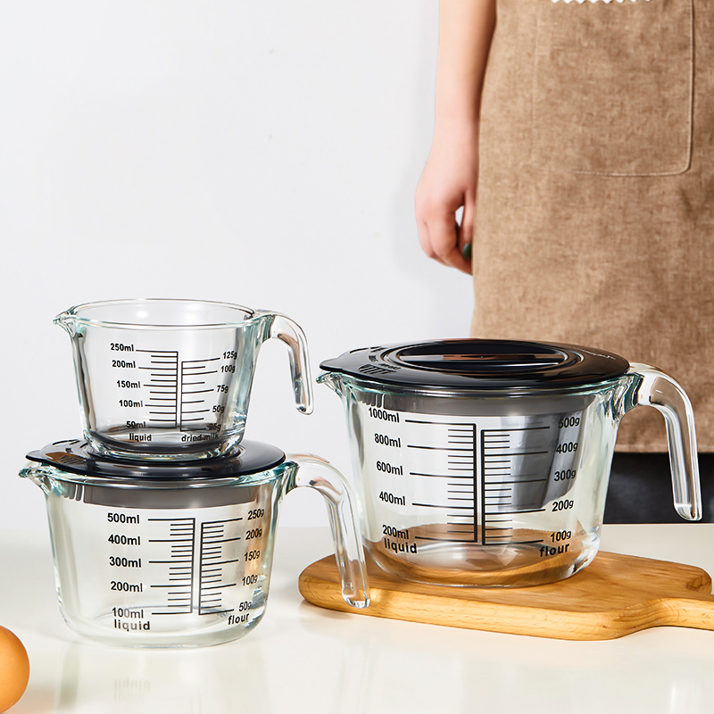 玻璃量杯带刻度耐热牛奶杯家用厨房打蛋杯食品级微波炉加热计量杯
