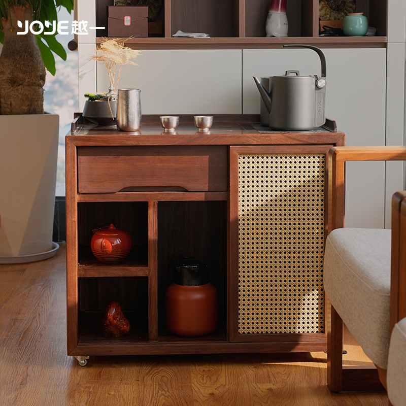 乌金木实木茶水柜茶桌边柜泡茶台家用烧水壶一体边柜办公室茶具