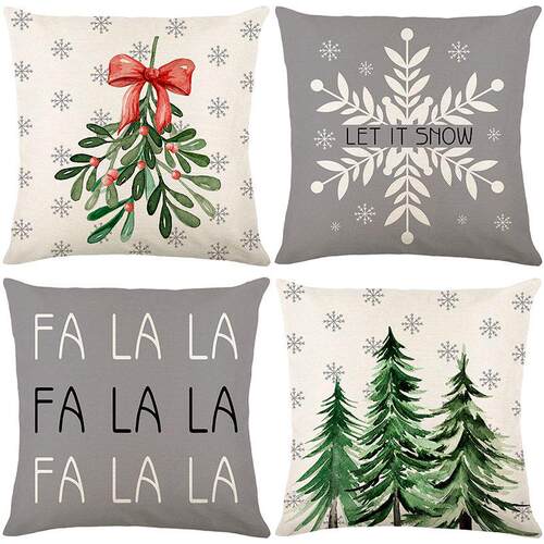 Christmas Pillow Covers 18x18 Set of 4 Farmhouse Decoration