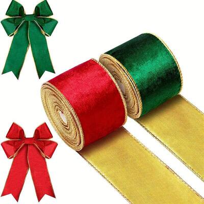 Christmas Ribbon for Bows 2 Style Gift Wrap Craft Ribbon Set