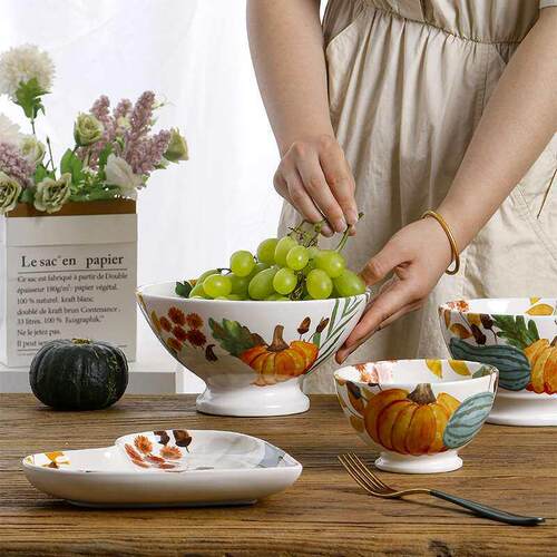 Guest American Style High Foot Bowl Round Fruit Salad Bowl P