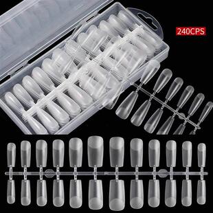 Coffin Fake False Nails Tips Flat C Curve French Natural Cl