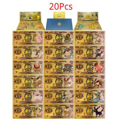 Anime Pokemon Cards Pikachu Pokeball gold banknote pvc Bankn