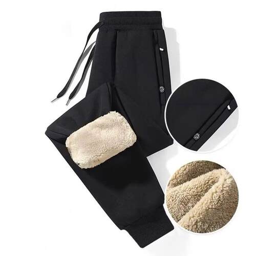 Men Fleece-lined Pants Thick Plush Men