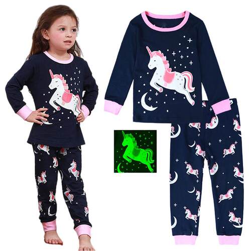 Kids Girls Unicorn Pajamas Set Children Skeleton Halloween S