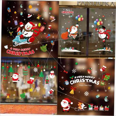 Christmas window glass stickers Scene layout static stickers