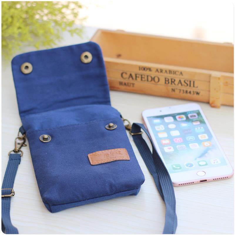 Colored canvas 3-layer diagonal cross phone case 布艺女包