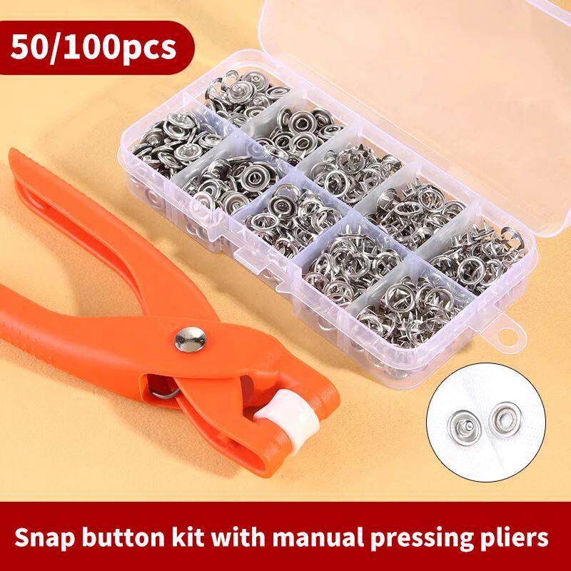 Snap Button Kit With Hand Pressure Pliers 50pcs 100pcs Snaps