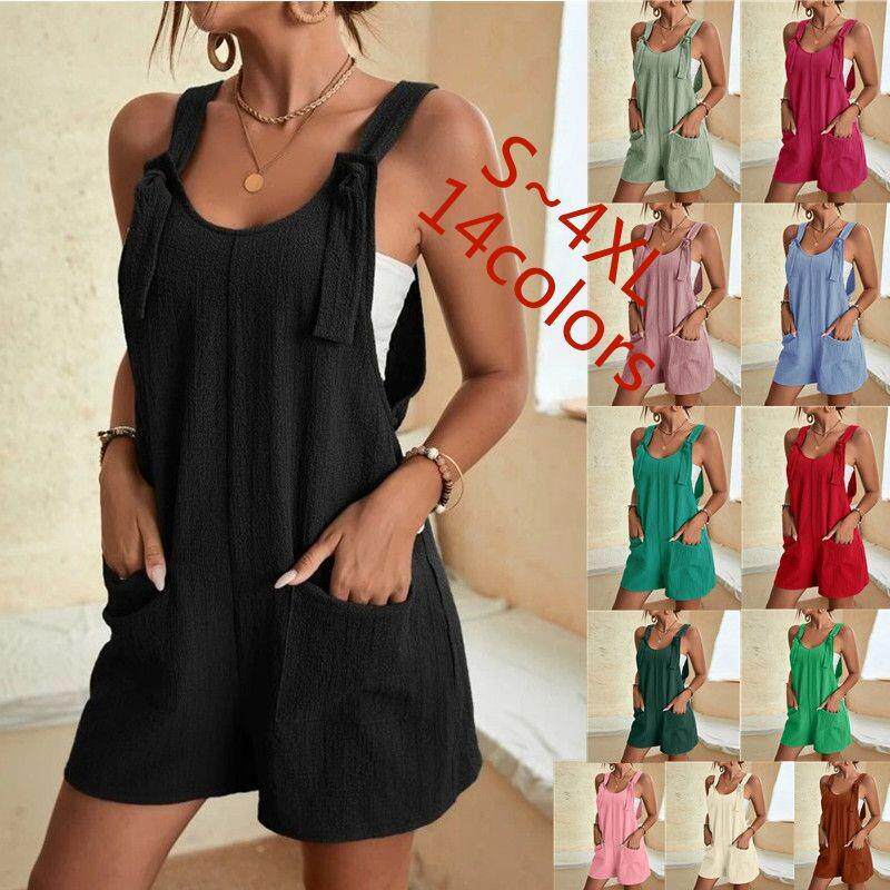 Strap shorts jumpsuit欧美女装夏季新款休闲时尚抱婴袋短裤连身