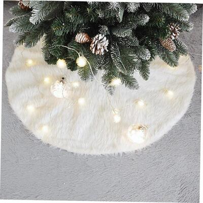 White plush Christmas tree skirt Christmas decorations Chris