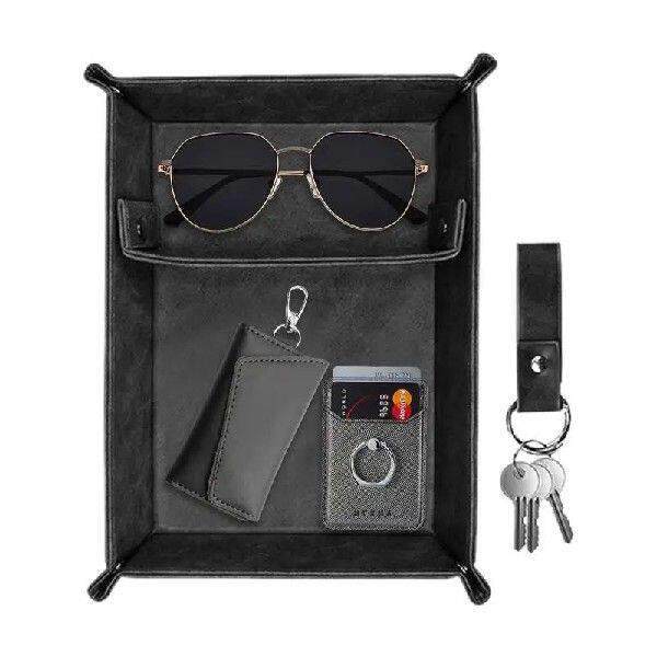 Catchall Tray For Entryway PU Leather Desk Valet Tray