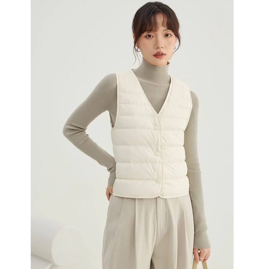 90白鹅绒羽绒马甲女士短款大衣内搭轻薄保暖背心打底贴身小马夹