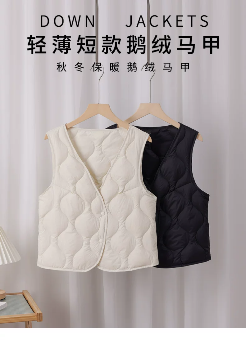 90白鹅绒羽绒马甲女士短款大衣内搭轻薄保暖背心打底贴身小马夹
