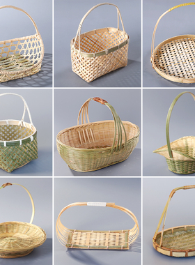 竹编篮竹篮手提篮家用菜篮子小竹制品水果竹篮子大号编织收纳竹筐