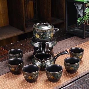 家用复古简约功夫茶具大套装 创意石磨自动茶具套装 整套商务礼品