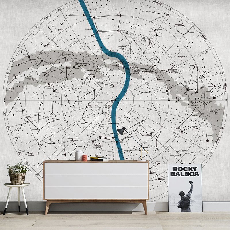 抽象地图环宇创意星空壁纸卧室电视背景墙纸定制壁画无r缝线条墙