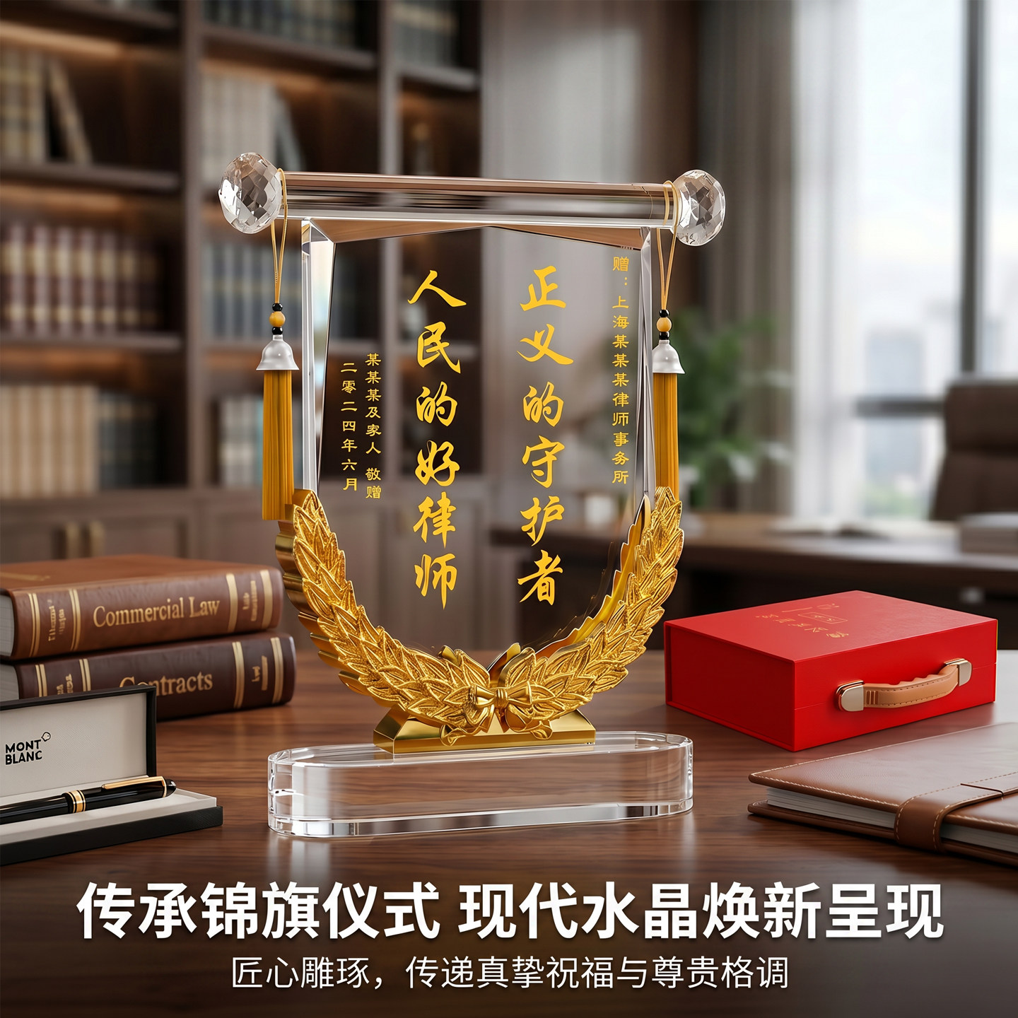 水晶锦旗定制感谢律师锦旗定制定做感谢服务感谢法官法院法官旌旗制作送事务所法律援助检查官赠所司法检查院