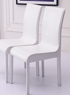 简约现代皮餐椅酒店轻奢餐厅餐桌椅办公家用黑白色靠背椅加厚凳子