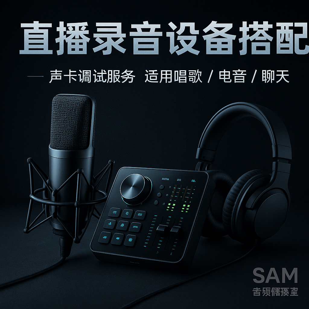 录音直播设备选择搭配，声卡效果调试插件安装服务，混音问题指导