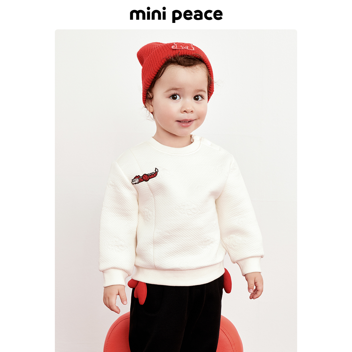 minipeace太平鸟童装幼童卫衣儿童上衣龙年印花春