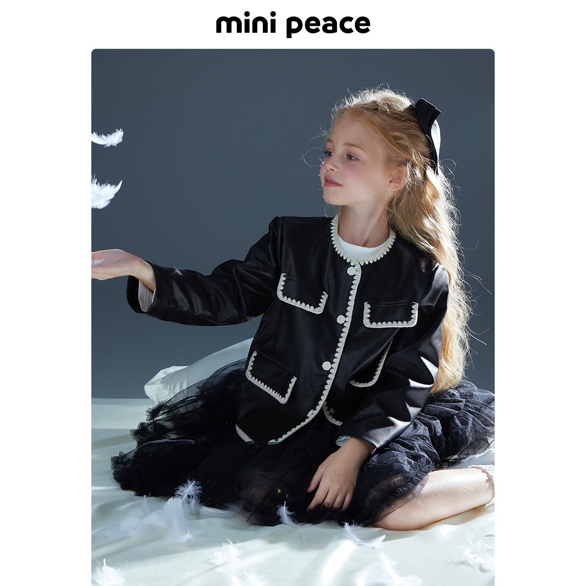 minipeace太平鸟童装女童超仙皮衣春装外套夹克PU皮小香风洋气