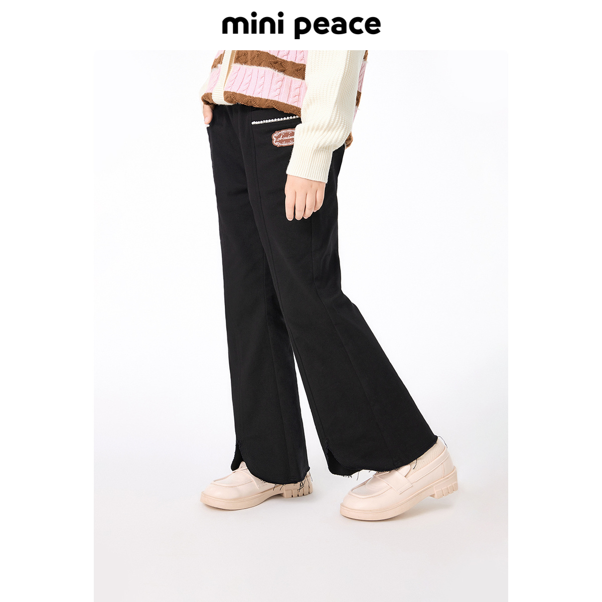minipeace太平鸟童装女童喇叭裤秋季珍珠刺绣儿童长裤女宝裤