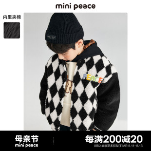 minipeace太平鸟童装 男童加绒外套儿童仿羊羔绒外套秋冬夹棉奥莱