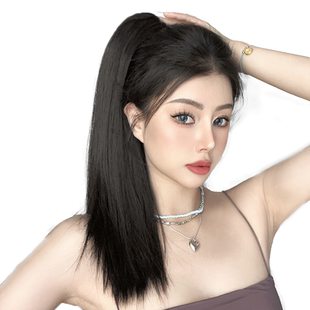 假发马尾女长直发网红抓夹高马尾仿真人发自然隐形假马尾辫子发尾