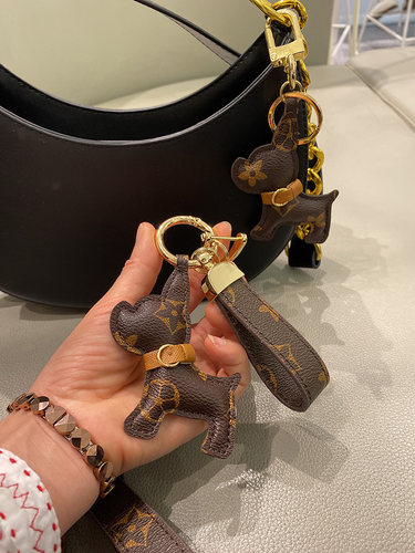 LV&GEDETE 小狗法斗犬汽车钥匙扣挂件男公仔女单肩包挂饰背包挂坠