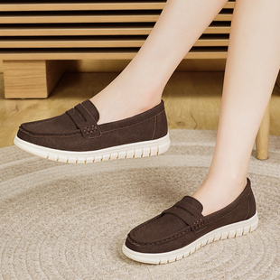 牛津软底小皮鞋 休闲豆豆鞋 单鞋 软底舒适轻便妈妈鞋 女一脚蹬乐福鞋