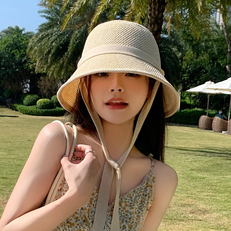 韩系夏季帽子女款百搭网眼渔夫帽夏天户外防晒遮阳帽可爱软妹盆帽