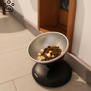 HomeAire猫碗可调节高度不锈钢宠物碗猫狗护颈防黑下巴饮水打翻