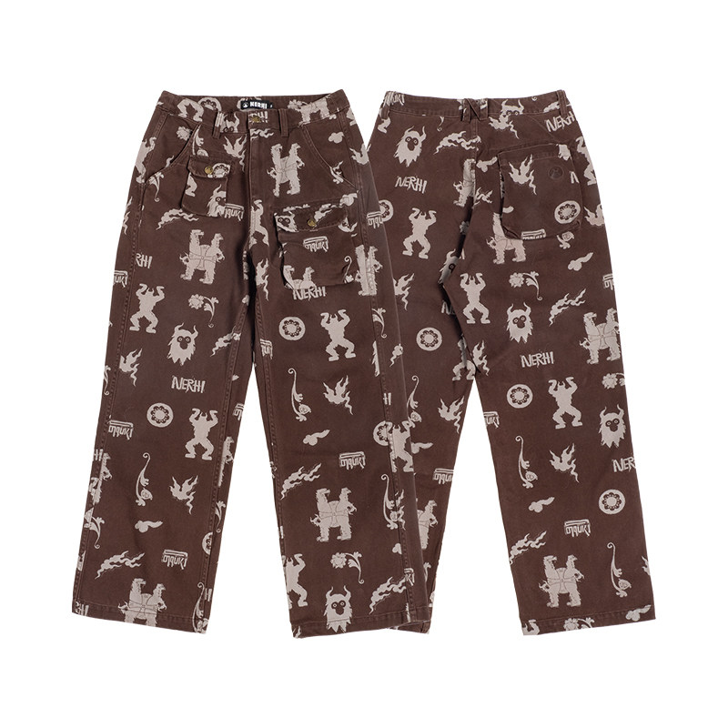 圣山2025秋冬阿里系列岩画工装裤原创潮流休闲中性拔印贴袋长裤,男装,时尚工装裤,淘宝优惠券,粉丝福利购,淘宝优惠卷