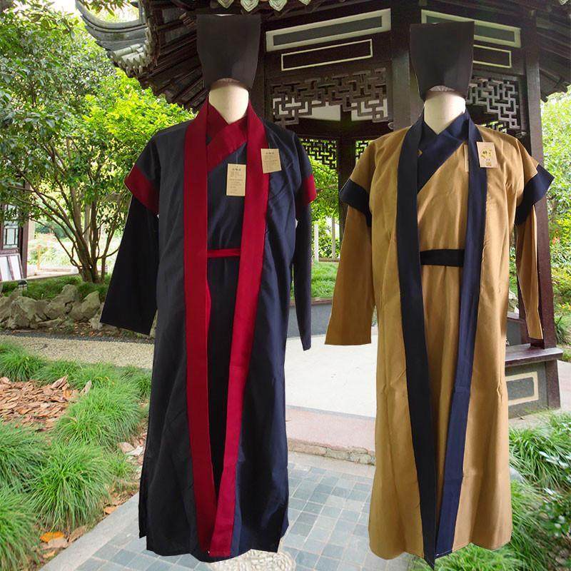 炎蔻古代棉麻直裾深衣教书管家服装男师爷商人掌柜老郎中演出服装