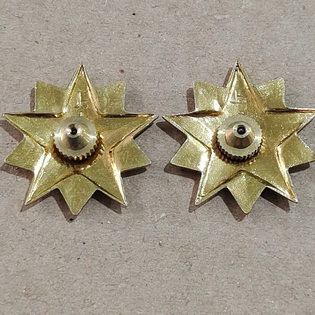 1987年老式领花金属带螺丝老式领花装饰用品87款五星一对老货正品