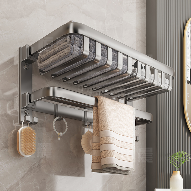卫生间毛巾架免打孔太空铝