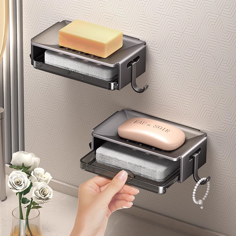 浴室家用肥皂盒壁挂式太空铝沥水