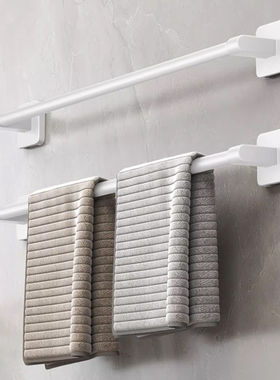 奶白色毛巾架免打孔卫生间壁挂浴室厕所洗手间挂毛巾杆单杆置物架
