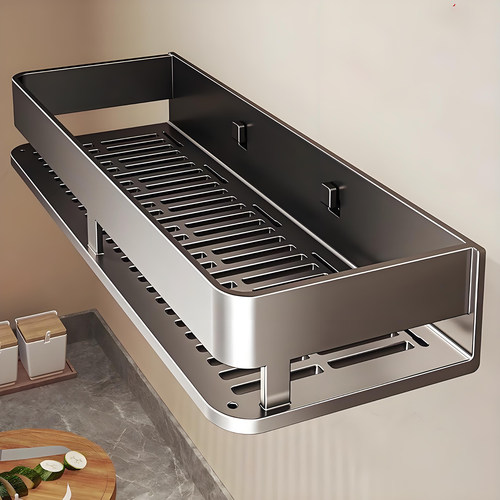 枪灰免打孔浴室壁挂式置物架