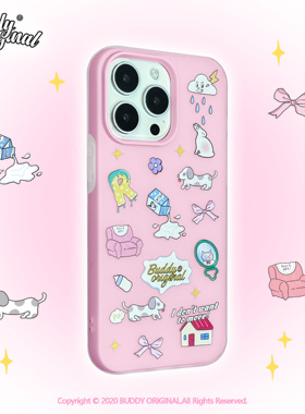 BUDDY原创粉色二合一贴纸适用iphone16promax手机壳新款苹果15promax高级14pro软壳13/15可爱16硅胶ins
