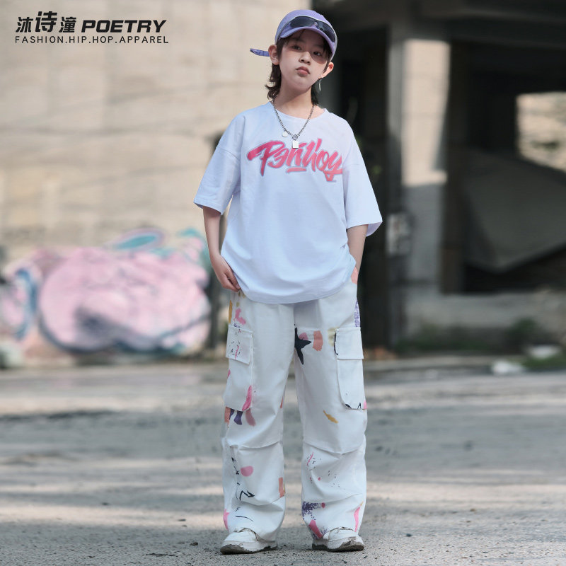 街舞嘻哈套装炫酷架子鼓表演服男童hiphop服装少儿爵士舞演出服女_虎窝淘