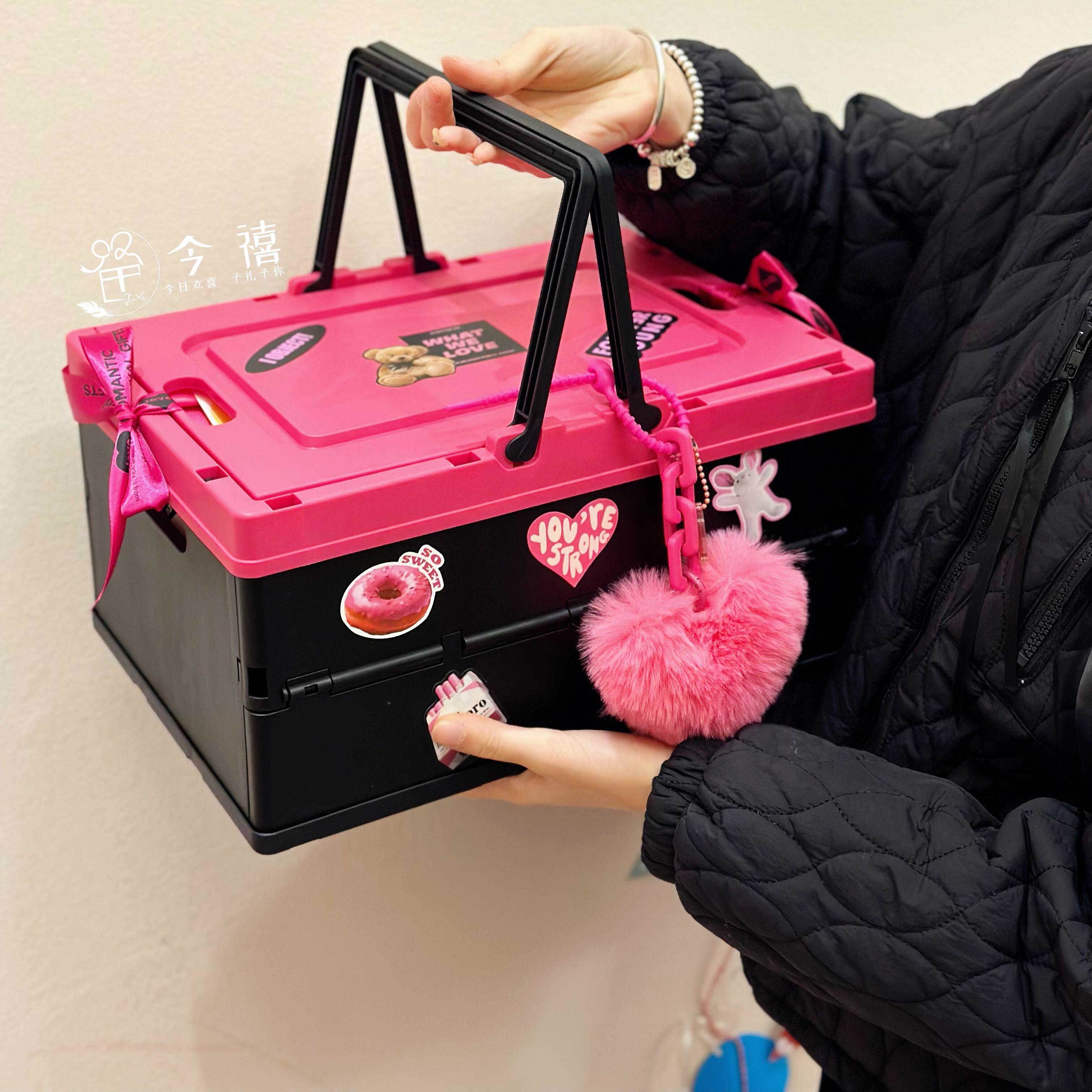 零食收纳箱高颜值客厅可折叠少女心储物箱杂物整理手提防尘伴手礼