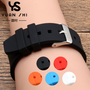 硅胶橡胶手表带黑色适配天梭精工卡西欧天美时浪琴18 20 22mm男女