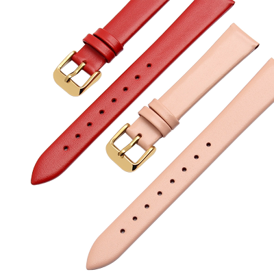 圆时超薄牛皮表带通用女士手表