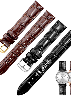 适用dw手表带亮皮男女真皮丹尼尔配件28|32|36|40mm红色牛皮表带