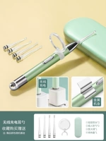 Металлическая зеленая беспроводная ухочистка, антибактериальный источник света