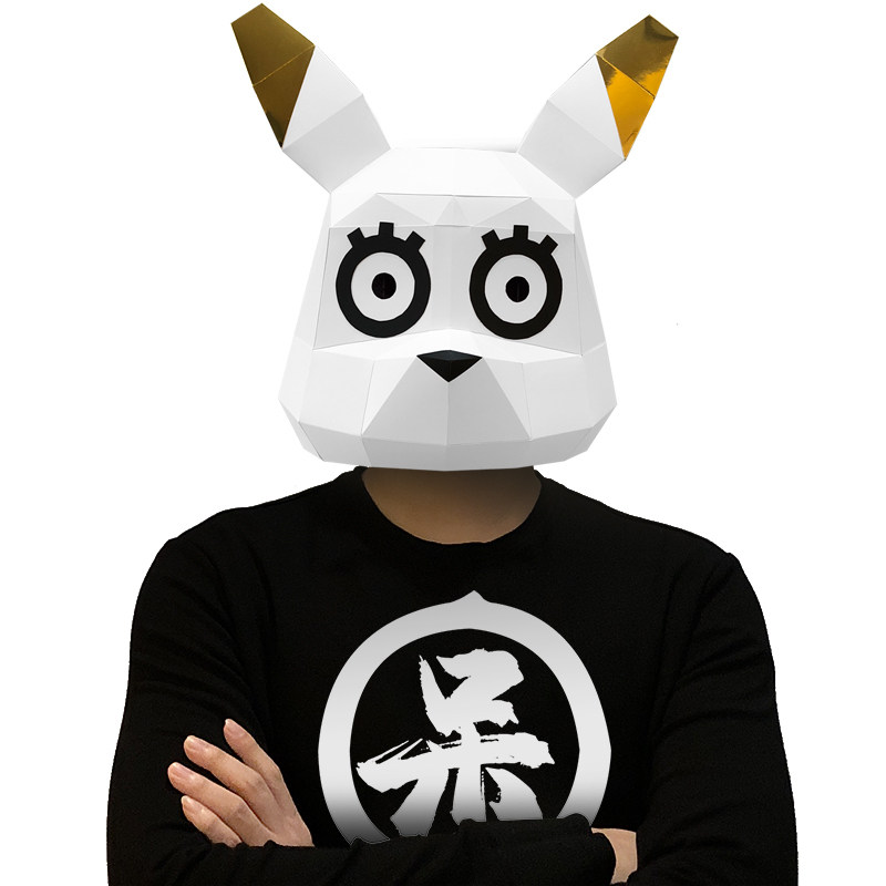 十二生肖系列呆呆兔个性创意儿童可爱动物头套纸模摆件小兔子面具