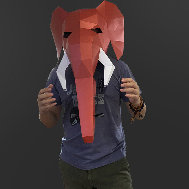 大号大象头套创意手工折纸diy动物面具大型儿童派对宴会布置道具