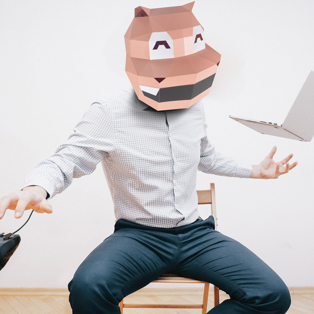 可爱儿童动物面具小河马头套创意手工折纸diy玩具3d立体模型装饰