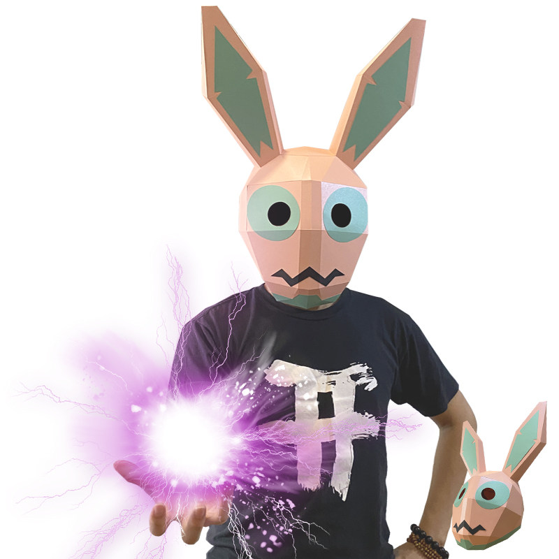 纸义堂创意手工折纸时尚潮兔子头盔头套网红成人个性动物面具男女